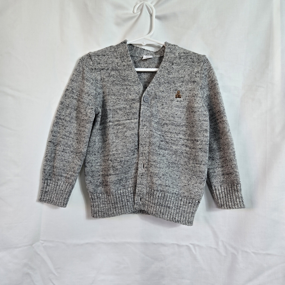 Baby Gap Boys Preppy Heathered Light Gray V-neck Front Button Knit Cardigan Sz 2